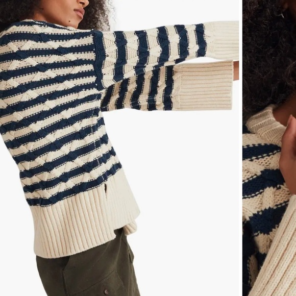 NWT Madewell Yasmin Stripe Lattice
Stitch Sweater
Sz Small Regular, ECRU STRIPE - Picture 4 of 5